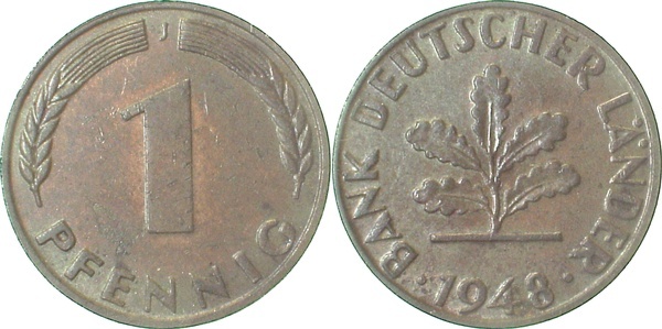 37648J~2.0 1 Pfennig  1948J vz J 376  