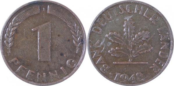 37648J~3.0v-4V5 1 Pfennig  1948J Mz tief, kurz EPA4V5  