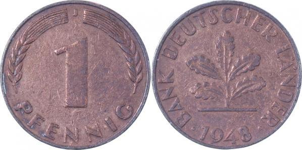 37648J~3.0v-4V5a 1 Pfennig  1948J Mz hoch, kurz RS von 4V5 EPA4V5a  