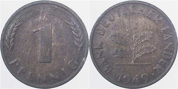 37649D~1.8 1 Pfennig  1949D vz/bfr J 376  