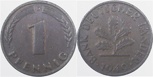 37649D~2.0 1 Pfennig  1949D vz J 376  