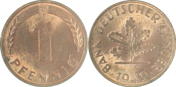 37649D~1.1 1 Pfennig  1949D bfr/stgl J 376  