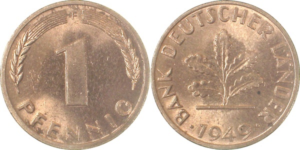37649F~1.2 1 Pfennig  1949F bfr J 376  