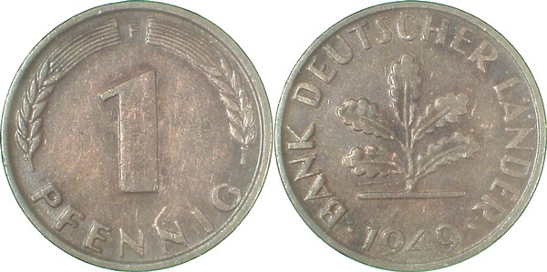 37649F~1.8 1 Pfennig  1949F f.bfr J 376  