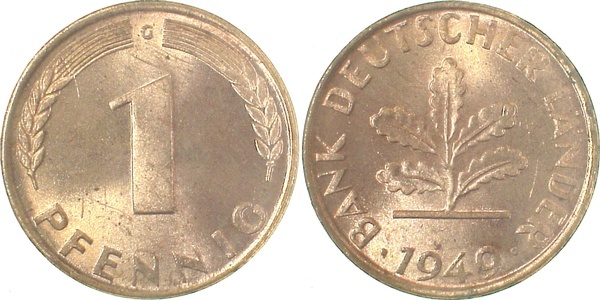 37649G~1.0 1 Pfennig  1949G stgl J 376  