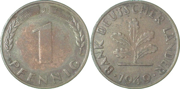 37649J~2.0 1 Pfennig  1949J vz J 376  