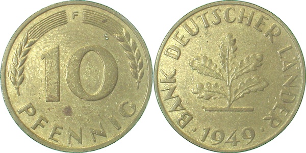 37849F~2.0 10 Pfennig  1949F vz J 378  