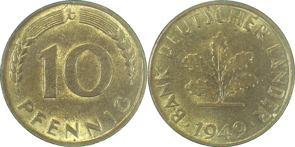 37849G~1.5b 10 Pfennig  1949G f.bfr/sch.St.Riß J 378  
