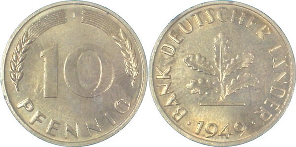 37849J~1.0a 10 Pfennig  1949J stgl EA !!! J 378  