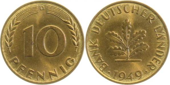 37849D~1.5 10 Pfennig  1949D vz/stgl J 378  