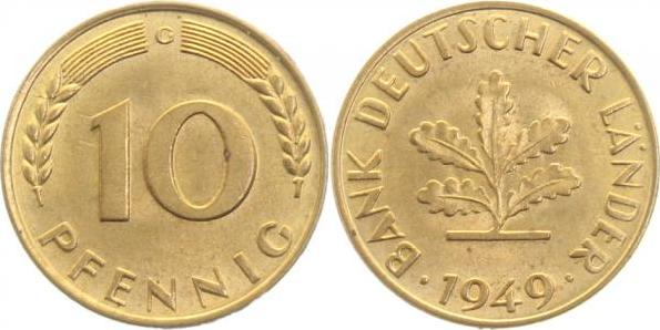 37849G~1.2 10 Pfennig  1949G bfr J 378  