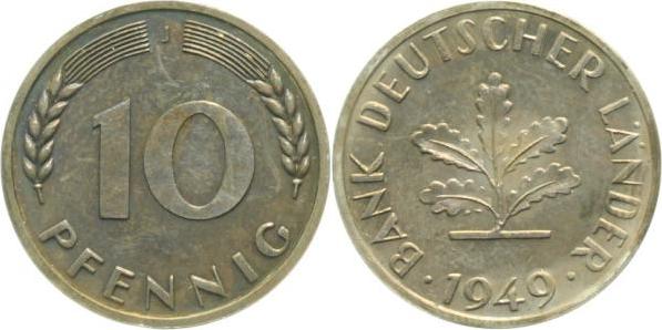 37849J~0.0b 10 Pfennig  1949J BDL PP.....250 Exemplare  etwas fleckig J 378  