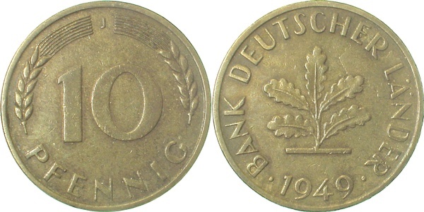 37849J~2.0 10 Pfennig  1949J vz J 378  