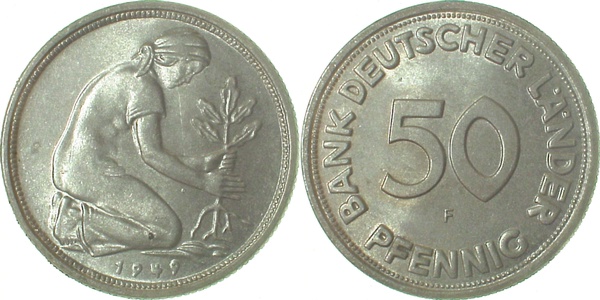 37949F~1.2 50 Pfennig  1949F bfr J 379  