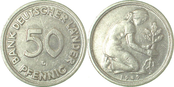 37949G~2.5v 50 Pfennig  1949G Variante ss/vz Nbg.3.2  