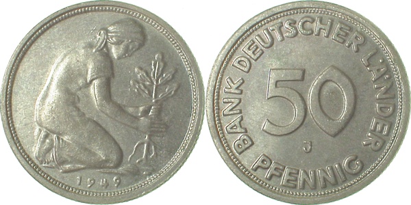 37949J~1.0b 50 Pfennig  49J stgl HER v. Deutscher dopp!!! J 379  