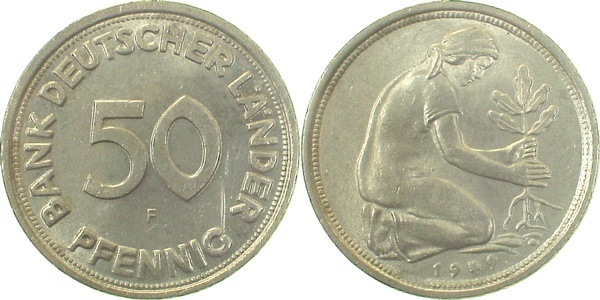 37949F~1.2b 50 Pfennig  1949F bfr WS:1 l.Kratzer J 379  