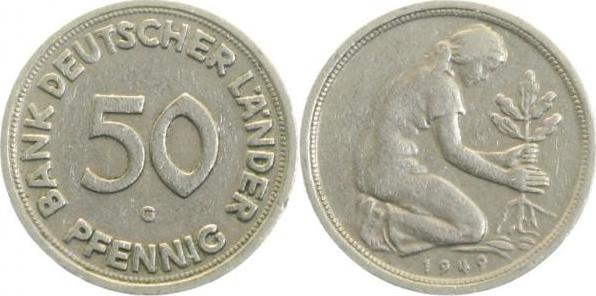 37949G~3v2 50 Pfennig  1949G Neugeb. 3v2 379  