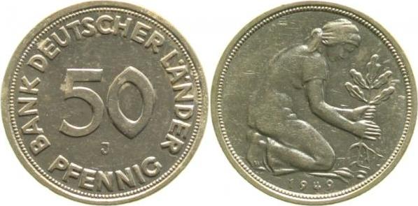 37949J~1.2b 50 Pfennig  1949J bfr minimale Fleckchen J 379  
