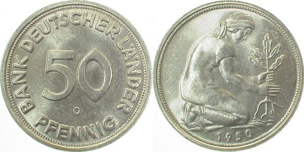 37950G~1.1 50 Pfennig  1950G bfr/stgl!! J 379  