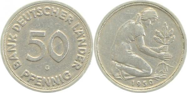 37950G~3.0 50 Pfennig  1950G BDL ss inkl. Expertise J 379  