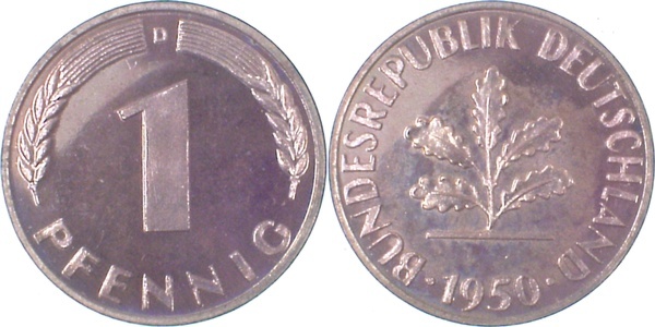 38050D~0.0 1 Pfennig  1950D PP  Auflage: 200 Exemplare  J 380  
