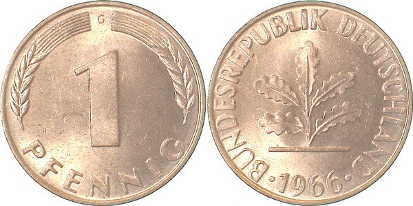 38066G~1.1 1 Pfennig  1966G bfr/stgl J 380  