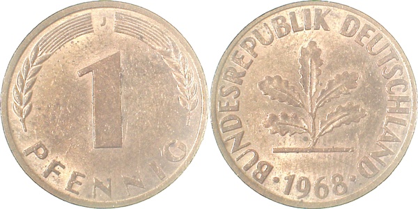 38068J~1.0 1 Pfennig  1968J stgl J 380  