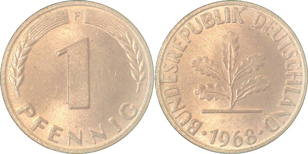 38068F~1.0 1 Pfennig  1968F stgl J 380  