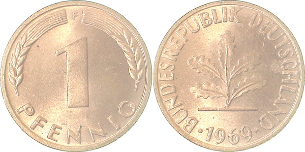38069F~1.1 1 Pfennig  1969F bfr/stgl J 380  