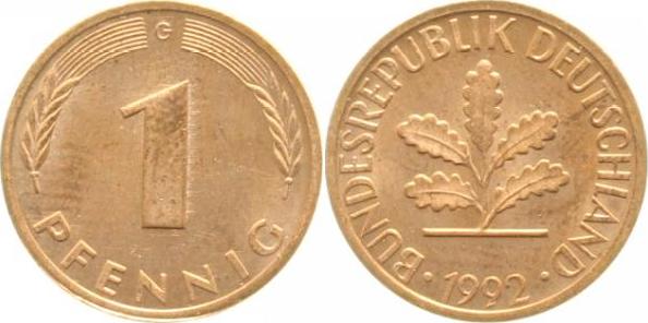38092G~1.2 1 Pfennig  1992G bfr J 380  