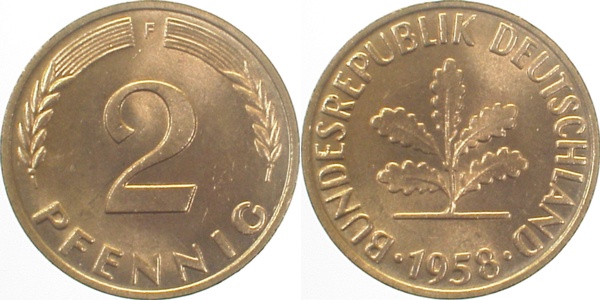 38158F~1.2 2 Pfennig  1958F bfr J 381  