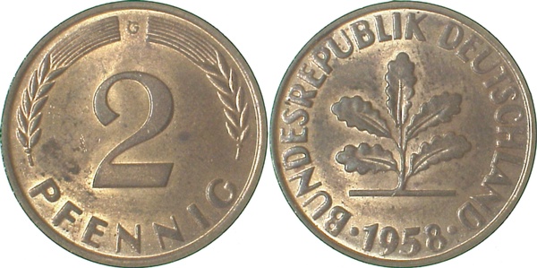 38158G~1.2 2 Pfennig  1958G bfr J 381  