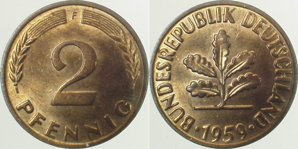 38159F~1.2 2 Pfennig  1959F bfr J 381  
