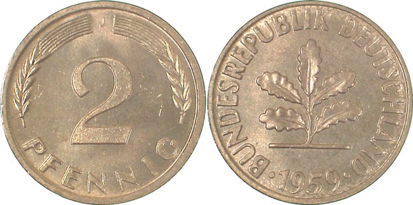 38159J~1.2 2 Pfennig  1959J bfr J 381  