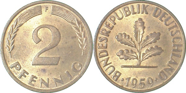 38159F~1.1 2 Pfennig  1959F bfr/st J 381  