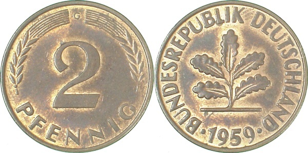 38159G~2.0 2 Pfennig  1959G vz J 381  