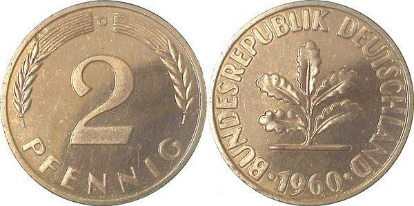 38160G~0.0 2 Pfennig  1960G PP 100 Exemplare  J 381  