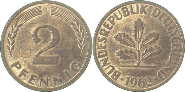 38162J~1.2 2 Pfennig  1962J bfr J 381  