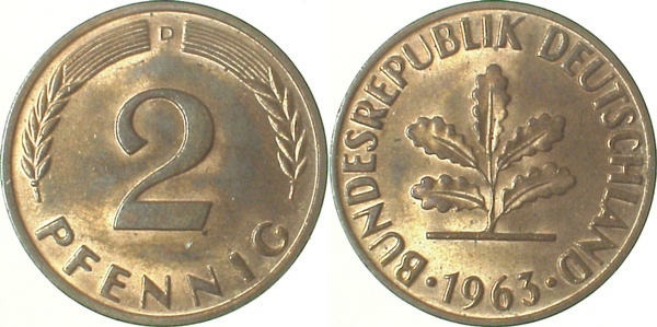 38163D~1.2 2 Pfennig  1963D bfr J 381  