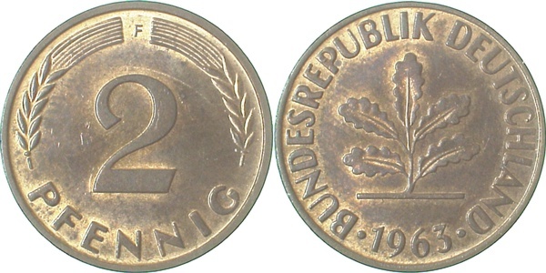 38163F~1.2 2 Pfennig  1963F f.stgl J 381  