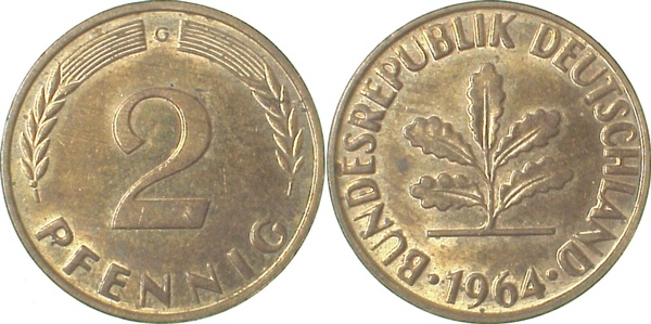 38164G~1.2 2 Pfennig  1964G f.stgl J 381  