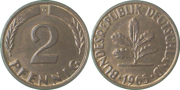 38165G~1.1 2 Pfennig  1965G bf/stgl J 381  