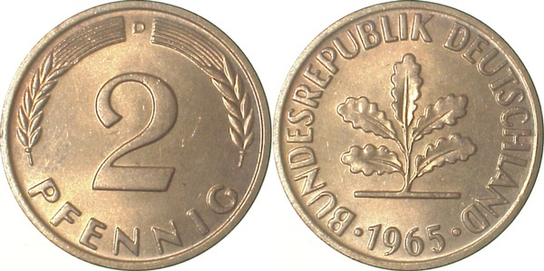 38165D~1.2 2 Pfennig  1965D bfr J 381  