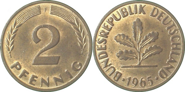 38165F~1.2 2 Pfennig  1965F bfr J 381  