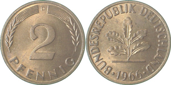 38166D~1.0 2 Pfennig  1966D stgl J 381  