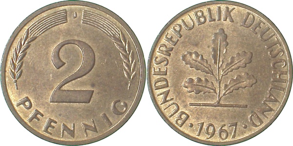 38167J~1.2 2 Pfennig  1967J bfr J 381  