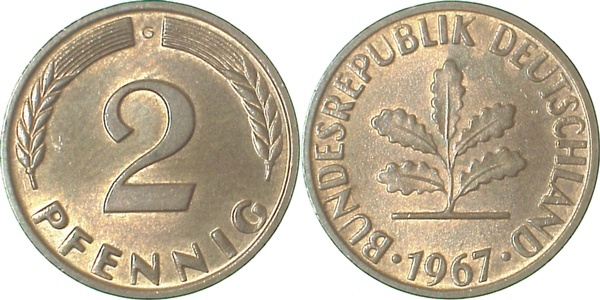 38167G~1.0 2 Pfennig  1967G stgl J 381  