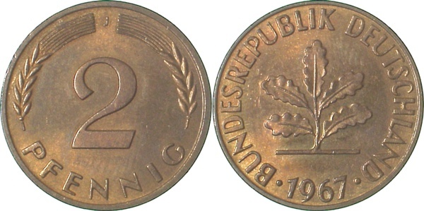 38167J~1.0 2 Pfennig  1967J stgl J 381  