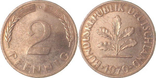 38170D~0.1 2 Pfennig  70D EA PP ähnlich f.prfr J 381  